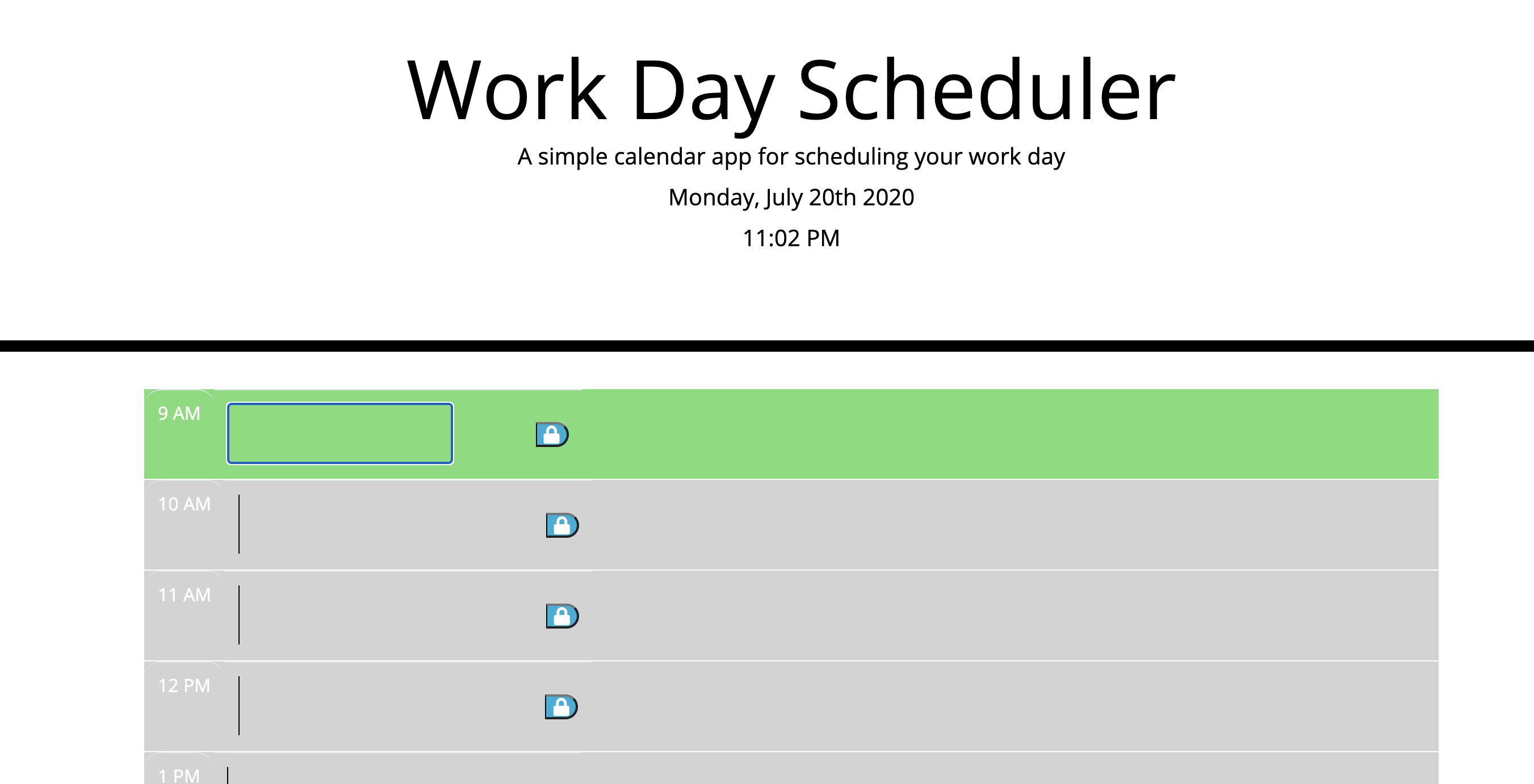 screen shot of quiz app